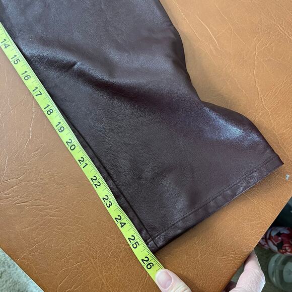 Commando Brown Faux Leather Paperbag Waist Pants NWT Medium Oxblood Color Lined - Picture 15 of 15